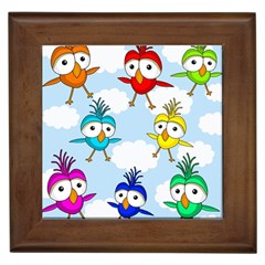 Cute Colorful Birds  Framed Tiles