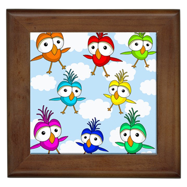 Cute colorful birds  Framed Tiles