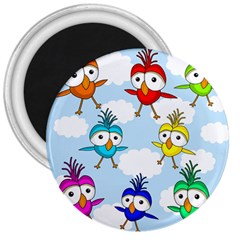 Cute Colorful Birds  3  Magnets by Valentinaart