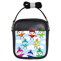 Cute Colorful Birds  Girls Sling Bags by Valentinaart