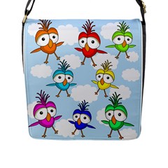 Cute Colorful Birds  Flap Messenger Bag (l)  by Valentinaart