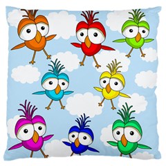 Cute Colorful Birds  Large Flano Cushion Case (two Sides) by Valentinaart