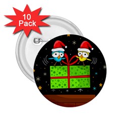 Cute Christmas Birds 2 25  Buttons (10 Pack)  by Valentinaart