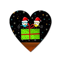 Cute Christmas Birds Heart Magnet by Valentinaart