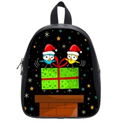 Cute Christmas Birds School Bags (small)  by Valentinaart