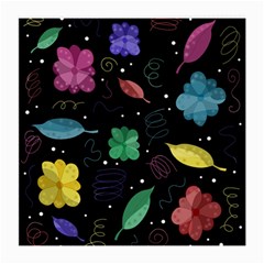 Colorful Floral Design Medium Glasses Cloth (2-side) by Valentinaart