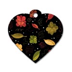 Autumn flowers  Dog Tag Heart (Two Sides) Front