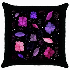 Purple And Pink Flowers  Throw Pillow Case (black) by Valentinaart