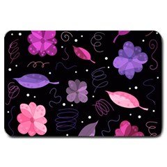 Purple And Pink Flowers  Large Doormat  by Valentinaart