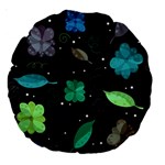 Blue and green flowers  Large 18  Premium Round Cushions Front