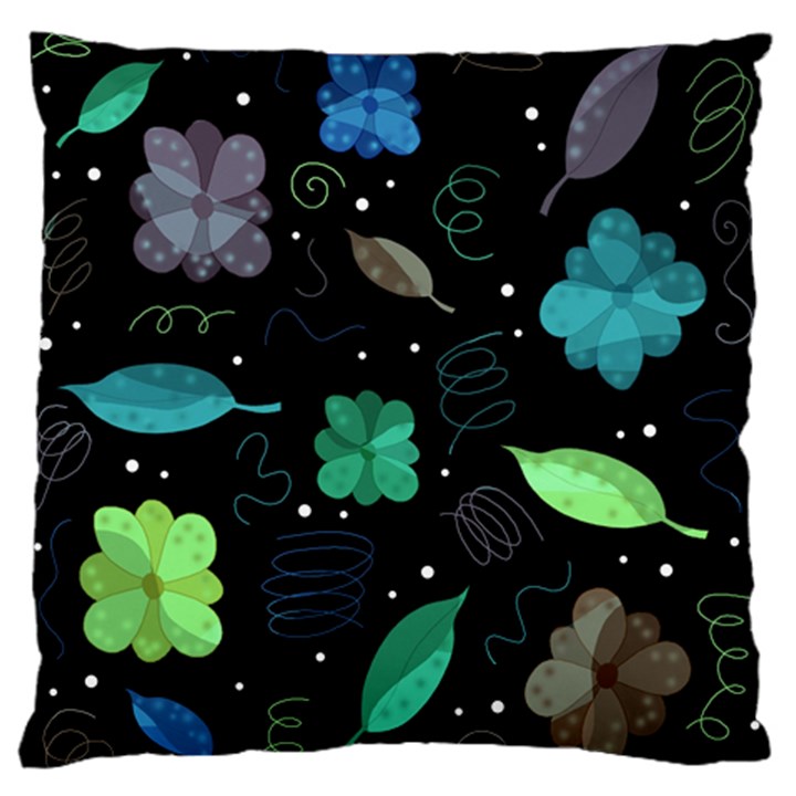 Blue and green flowers  Standard Flano Cushion Case (Two Sides)