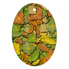 Autumn Flowers Ornament (oval)  by Valentinaart