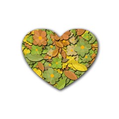 Autumn Flowers Heart Coaster (4 Pack)  by Valentinaart