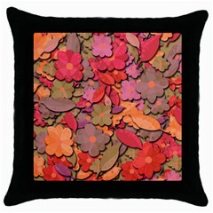 Beautiful Floral Design Throw Pillow Case (black) by Valentinaart