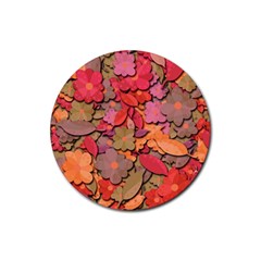 Beautiful Floral Design Rubber Round Coaster (4 Pack)  by Valentinaart