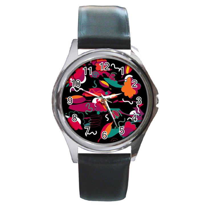 Colorful abstract art  Round Metal Watch