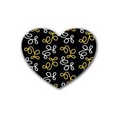 Elegance - Yellow Rubber Coaster (heart)  by Valentinaart