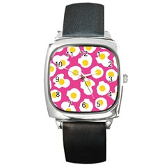 Fried Egg Square Metal Watch