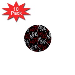 Elegant red and white pattern 1  Mini Magnet (10 pack) 
