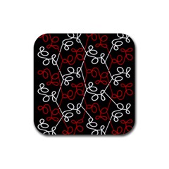 Elegant red and white pattern Rubber Coaster (Square) 