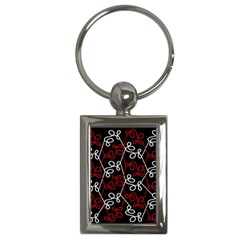 Elegant red and white pattern Key Chains (Rectangle) 