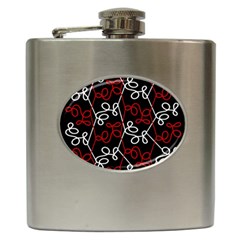 Elegant red and white pattern Hip Flask (6 oz)