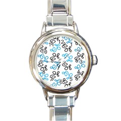 Blue Elegance  Round Italian Charm Watch