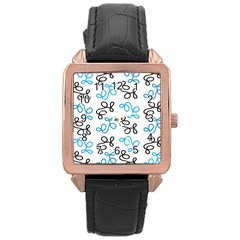 Blue Elegance  Rose Gold Leather Watch  by Valentinaart