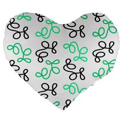 Green Elegance Large 19  Premium Heart Shape Cushions by Valentinaart