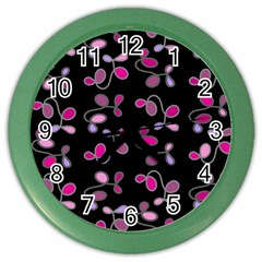 Magenta Garden Color Wall Clocks by Valentinaart