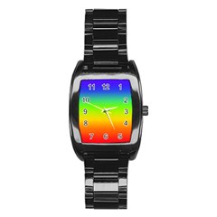 Rainbow Blue Green Pink Orange Stainless Steel Barrel Watch