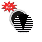 Black & White Stripes Big Triangle 1.75  Magnets (10 pack)  Front