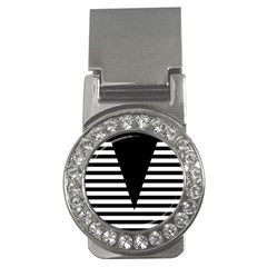 Black & White Stripes Big Triangle Money Clips (cz)  by EDDArt