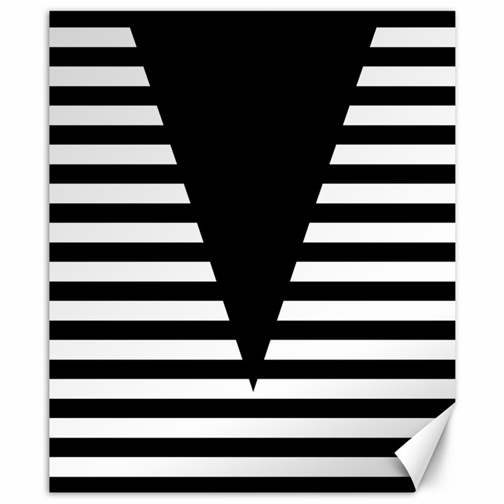 Black & White Stripes Big Triangle Canvas 8  x 10 