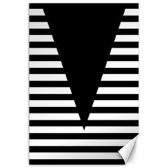 Black & White Stripes Big Triangle Canvas 20  X 30   by EDDArt