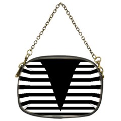 Black & White Stripes Big Triangle Chain Purses (two Sides)  by EDDArt