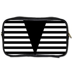 Black & White Stripes Big Triangle Toiletries Bags 2-side by EDDArt