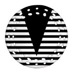 Black & White Stripes Big Triangle Round Filigree Ornament (2Side) Back