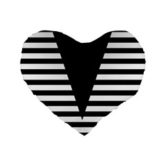 Black & White Stripes Big Triangle Standard 16  Premium Heart Shape Cushions by EDDArt