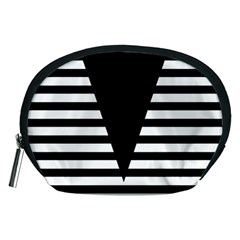 Black & White Stripes Big Triangle Accessory Pouches (medium)  by EDDArt