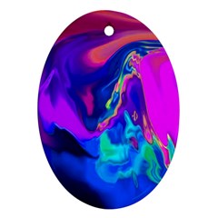 The Perfect Wave Pink Blue Red Cyan Ornament (oval)  by EDDArt