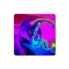 The Perfect Wave Pink Blue Red Cyan Square Magnet by EDDArt