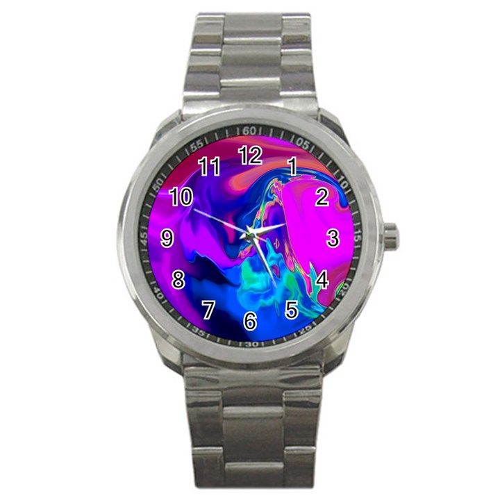 The Perfect Wave Pink Blue Red Cyan Sport Metal Watch