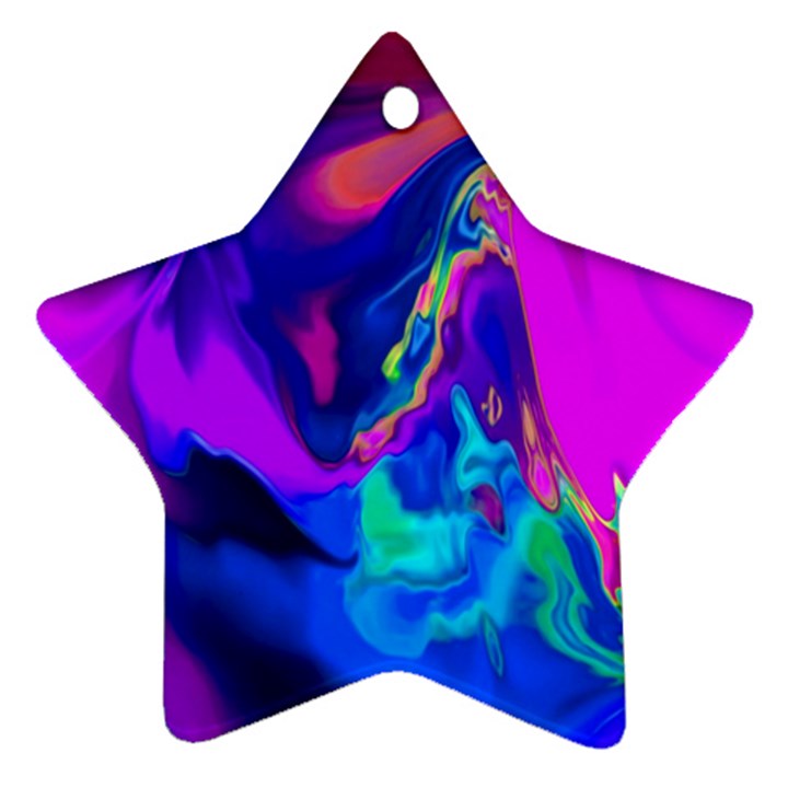 The Perfect Wave Pink Blue Red Cyan Star Ornament (Two Sides) 