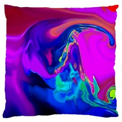 The Perfect Wave Pink Blue Red Cyan Large Flano Cushion Case (one Side) by EDDArt