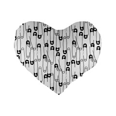 Safety Pin Pattern Standard 16  Premium Heart Shape Cushions