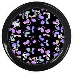 Purple Garden Wall Clocks (black) by Valentinaart