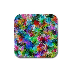 Colorful Strokes                                                                                                                			rubber Square Coaster (4 Pack by LalyLauraFLM