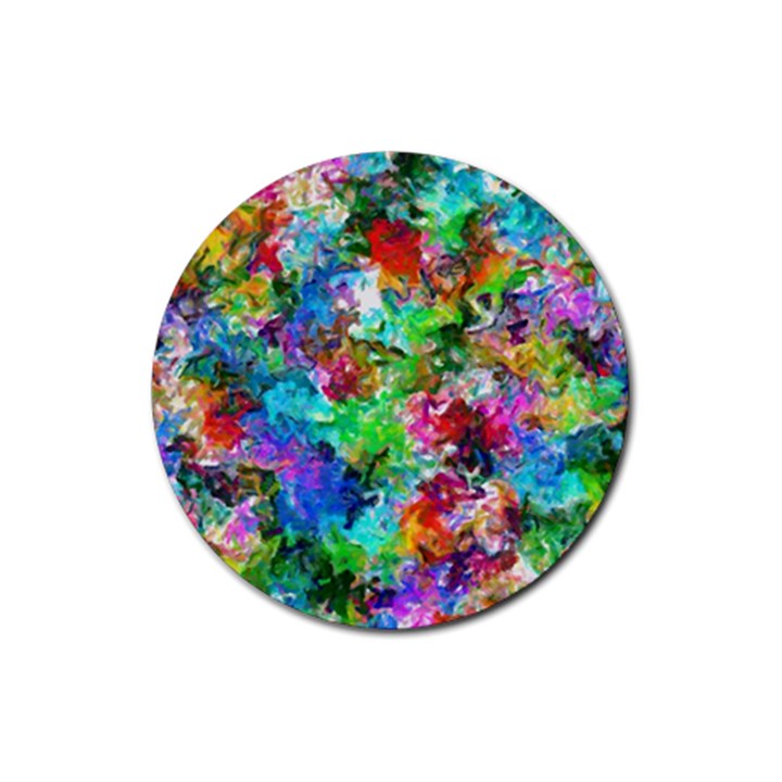 Colorful strokes                                                                                                                			Rubber Coaster (Round)