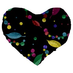 Space Garden Large 19  Premium Flano Heart Shape Cushions